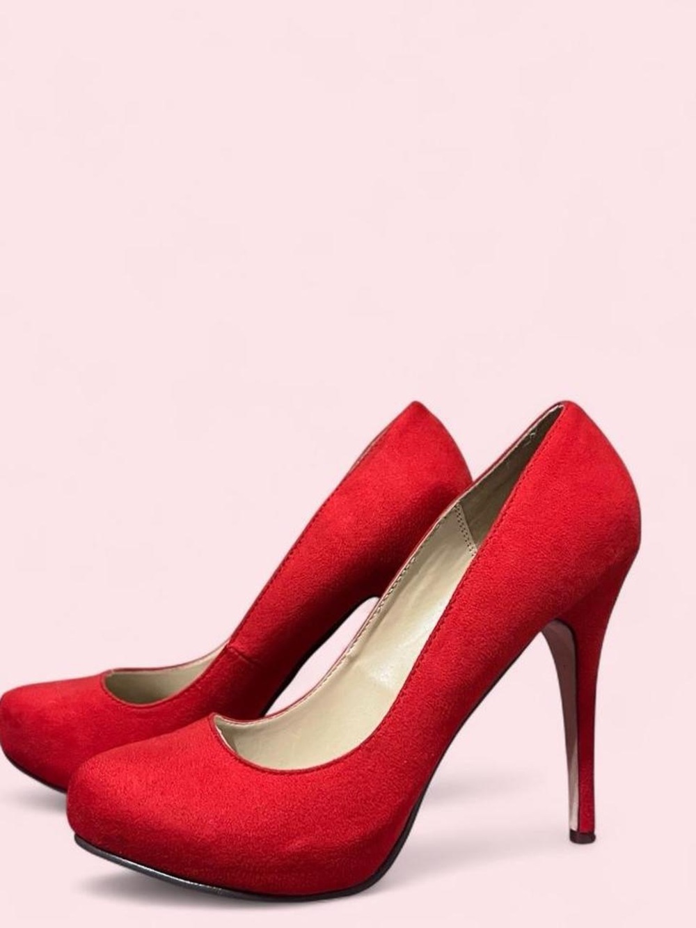 9 Red Classic Suede High Heel Pumps - Women